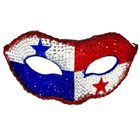 Panama Masquerade Mask Covered in Crystals and Rhinestones - Picture 3 of 3